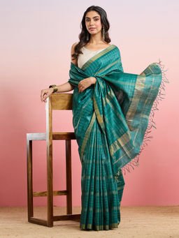 Fabindia - Green Silk Blend Saree