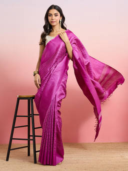 Fabindia - Purple Silk Blend Saree