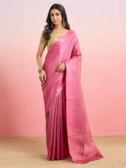 Fabindia - Pink Silk Blend Saree