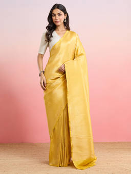 Fabindia - Yellow Silk Blend Banarsi Saree
