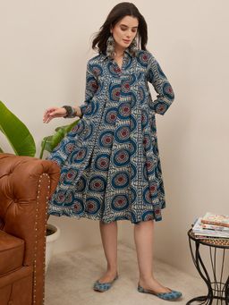 InWeave - Blue Evil Eye Flared Dress