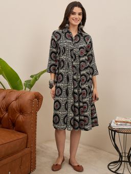 InWeave - Black Evil Eye Flared Dress