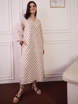 InWeave - Mustard Ikat V Neck Long Dress