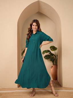 InWeave - Ocean Solid Shirt Collar Dress