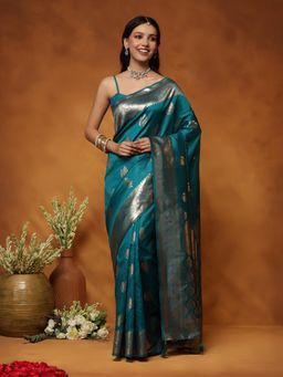 Garden VARELI - Women Green Art Silk Woven Design Saree with Blouse Piece