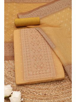 Soch - Womens Mustard Chanderi Bandhani Printed Unstitched Top and Bottom with Dupatta