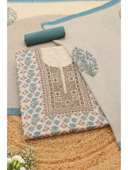 Soch - Womens Linen Shimmer Botanical Unstitched Top and Bottom with Dupatta
