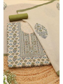 Soch - Womens Linen Shimmer Botanical Unstitched Top and Bottom with Dupatta