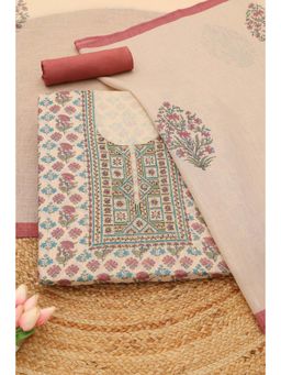 Soch - Womens Linen Shimmer Botanical Unstitched Top and Bottom with Dupatta