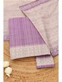 Soch - Womens Purple Tussar Unstitched Top and Bottom with Dupatta