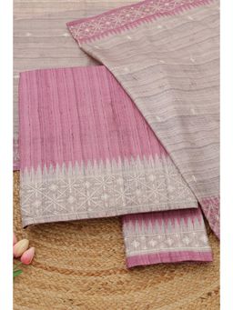 Soch - Womens Onion Pink Tussar Unstitched Top and Bottom with Dupatta