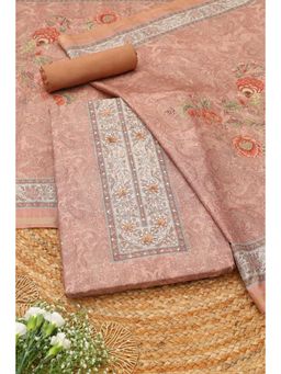 Soch - Womens Earth Tussar Paisley Printed Unstitched Top and Bottom with Dupatta