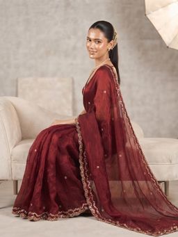FLOSIVE - Womens Premium Fancy Satin Silk Saree Collection Maroon