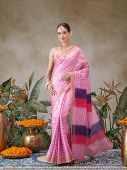 Silk Land - Half Design Saree With Solid Blouse
