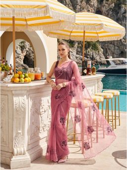 Tikhi Imli - Dusty Pink Colored Sequin Embroidered Saree