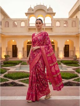 Tikhi Imli - Ready To Wear Pink Colored Floral Printed Saree