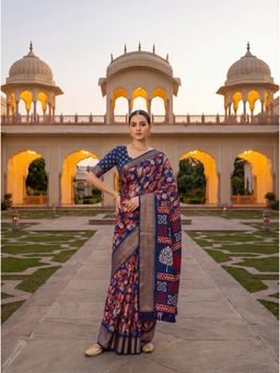 Tikhi Imli - Ready To Wear Blue Colored Floral Printed Saree