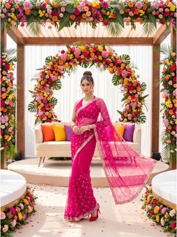 Tikhi Imli - Pink Colored Sequin Embroidered Saree
