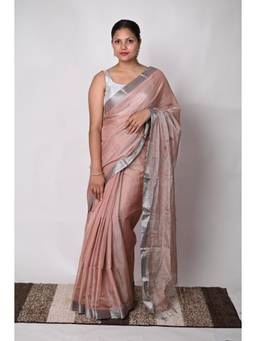 Biyahuti - Womens Nude Pure Tissue Handloom Saree With Unstitched Blouse