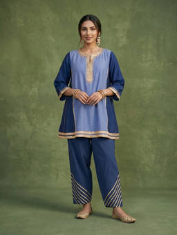 Priya Chaudhary - Blue Chanderi Kurta and Salwar