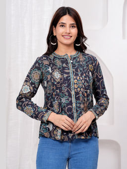 Cevara - Navy Blue Lunar Petal Top