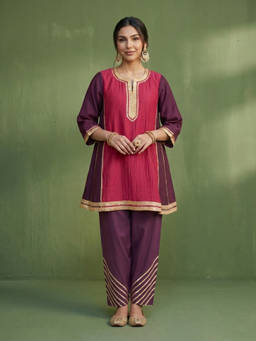 Priya Chaudhary - Purple Chanderi Kurta and Salwar