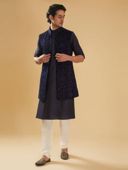 R R Blue - Navy Blue Long Waistcoat