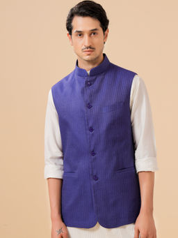 R R Blue - Classic Blue Nehru Jacket