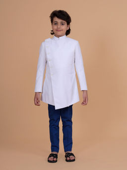 R R Blue - White The Angular Front Achkan