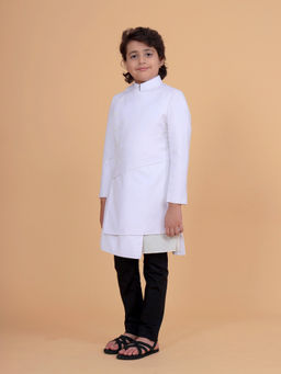 R R Blue - White The Angular Achkan Kurta