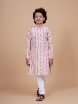 R R Blue - Pink Linear Printed Kurta