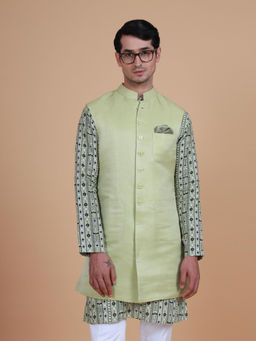 R R Blue - Green The Long Nehru Jacket
