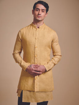 R R Blue - Mustard The Irregular Tacking Nehru Jacket