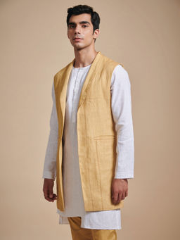 R R Blue - Mustard The Lapel Long Waistcoat