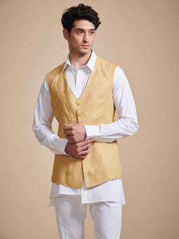 R R Blue - Yellow The V Neck Short Waistcoat