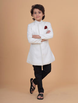 R R Blue - Off White The Short Concealed Placket Achkan