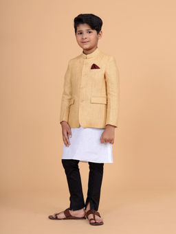 R R Blue - The Irregular Embroidery Beige Bandhgala