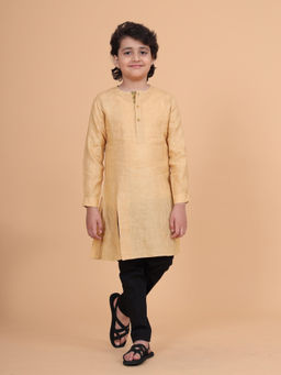 R R Blue - Beige The Round Neck Flap Kurta