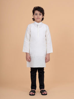 R R Blue - Off White The Short Kurta