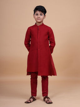 R R Blue - Red The Pintucked Yoke Short Kurta