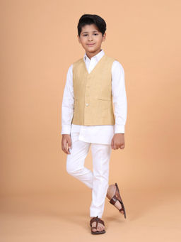 R R Blue - Beige The V Neck Short Waistcoat