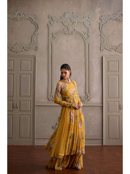 KALISTA - Navyha Yellow Angraha With Palazzo And Dupatta