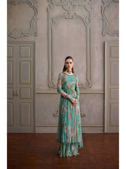 KALISTA - Navyha Teal Angraha With Palazzo And Dupatta