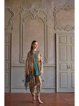 KALISTA - Leena Beige Kaftan With Dhoti