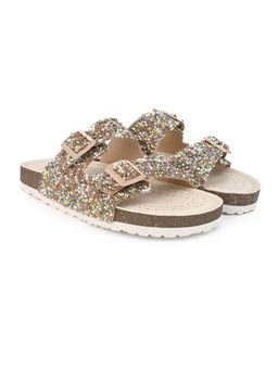 Briskers - Brown Embellished Round Toe Sandals with Buckles