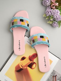 Briskers - Blue Embellished Round Toe Flats