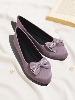YASSIO - Women's Lilac Rhinestone Bow Ballerina