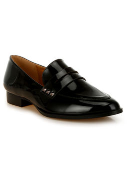 Rag & Co - Black Patent Pleather Penny Loafers