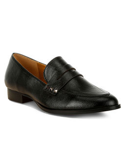 Rag & Co - Black Penny Strap Metallic Loafers
