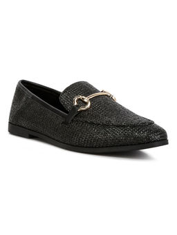 London Rag - Black Horse Bit Detail Flat Loafers